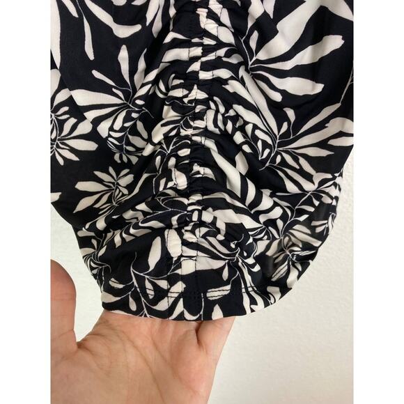 INC International Concepts Top Blouse Black and White Ruched Sleeveless Small - Picture 8 of 13